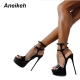 Aneikeh New 2023 Summer Fashion Sandals Sexy Open Toe 16Cm High Heels Party Dress Wedding Nightclub Women Shoes Black Red 45 46