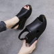 2023 Summer Comfortable Fashion Muffin Thick Bottom Slope Heel Women-amp;#39;S Sandals Back Empty Snap Sandals Large Size Light Sandals