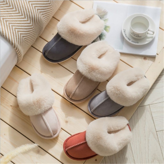 Jianbudan Plush Warm Home Flat Slippers Lightweight Soft Comfortable Winter Slippers Women-amp;#39;S Cotton Shoes Indoor Plush Slippers