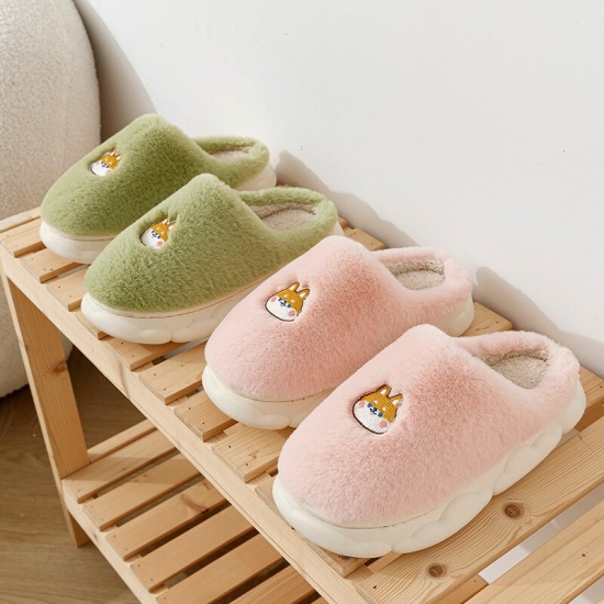 Winter Warm Cotton Slippers Thick Soft Sole Slippers Men Women Indoor Floor Flat Solid Colo Home Non-slip Shoes Couple Slippers