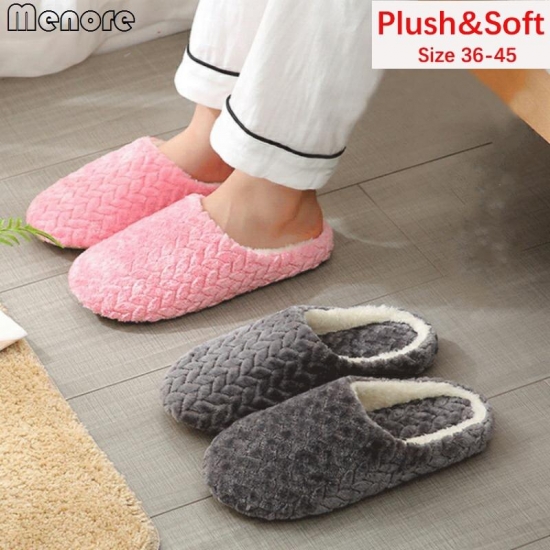 2022 New Soft Sole Slippers Men Women Indoor Floor Flat Shoes Autumn Winter Warm Home Cotton Warm Plush Slient Bedroom Slides