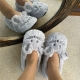 Home Fuzzy Slipper Women Winter Fur Contton Warm Plush Non Slip Grip Indoor Fluffy Lazy Female Mouse Ears Embroidery Floor Shoe
