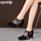 Summer Women High Heel Shoes Mesh Breathable Pumps Zip Pointed Toe Thick Heels Fashion Female Dress Shoes Elegant Footwear