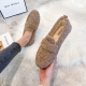 Women Winter Plush Shoes Fashion Chain Round Head Design Outdoor Leisure Warm Snow Boots Plus Size Loafers 41-43