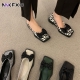 Autumn New Comfortable Ladies Flat Shoes Personality Square Toe Shallow Mouth Slip-on Loafers Ladies Casual Shoes Vc4233