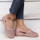 Lucyever Retro Pu Leather Hollow Out Flats Women Spring Summer Thick Sole Wedges Shoes Woman Comfy Slip On Casual Shoes Size 44