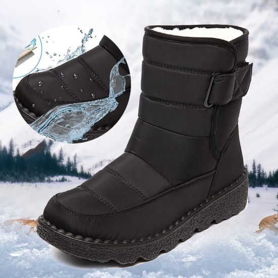 Rimocy Non Slip Waterproof Snow Boots For Women 2023 Thick Plush Winter Ankle Boots Woman Platform Keep Warm Cotton Padded Shoes