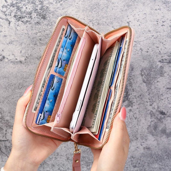 Fashion Zipper Wallets Women-amp;#39;S Long Purses Handbags Coin Purse Cards Holder Pu Leather Billfold Wallet