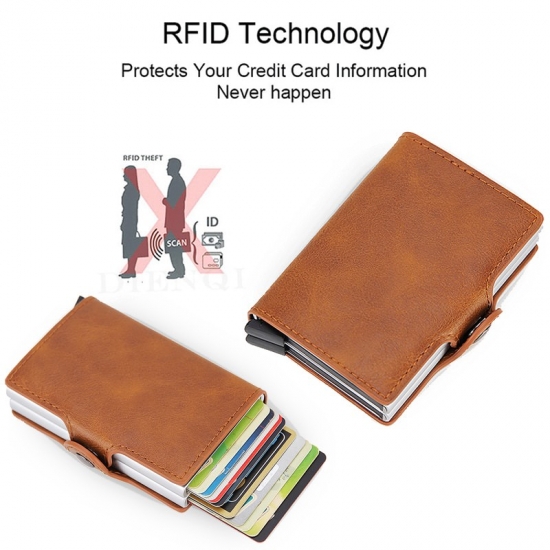 Top Quality Rfid Wallet Men  Bag Mini Purse Male Aluminium Card Wallet Small Clutch Leather Wallet Thin Purse Carteras 2022