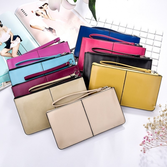Women-amp;#39;S Vintage Oil Wax Leather Zipper Clutch Wallet Female Large Capacity Coin Purse Ladies Wristband Simple Card Holder Wallet