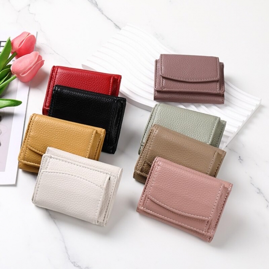 New Women Wallets Short Simple Tri-fold Purses Ladies Multi-card Bags Large-capacity Anti-theft Brush Purse Famale Mini Coin Bag