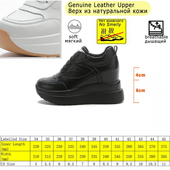 Fujin 10Cm Platform Wedge Sneakers Chunky Shoes Genuine Leather For Women Summer Shoes Spring Autumn Walking Sneakers Fashion