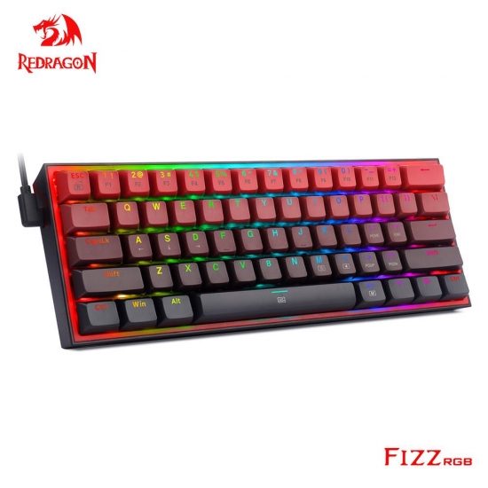 Redragon Fizz K617 Rgb Usb Mini Mechanical Gaming Wired Keyboard Red Switch 61 Key Gamer For Computer Pc Laptop Detachable Cable