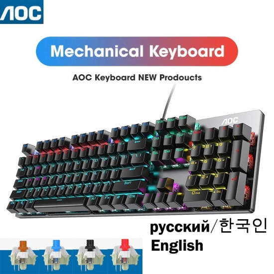 Gk410 104 Keys Metal Panel Mechanical Keyboard Rgb Light Green Black Tea Axis Esports Full Non-impact Game Computer Keyboard