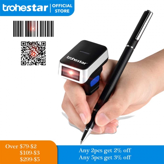 Trohestar 1D-2D Wireless Barcode Scanner Portable Bar Code Reader Pdf417 Usb Code Scanner Bluetooth-compatibl For Windows Ios