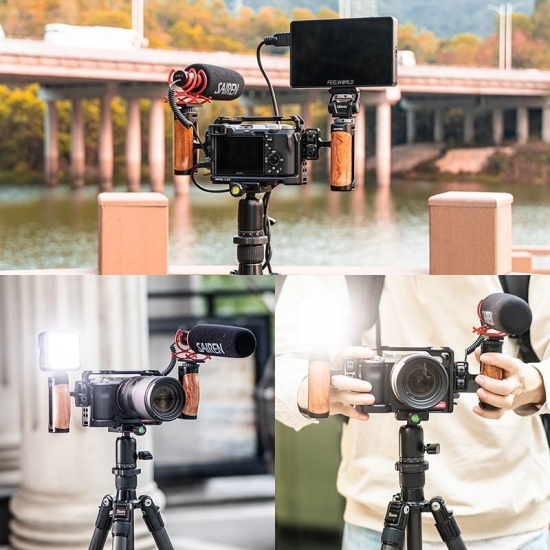 Ulanzi R075 Universal Camera Cage Side Handle For Sony Canon Nikon Camera Cage Wooden Handle Grip Cold Shoe For Mic Video Light