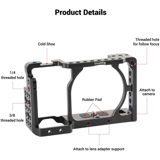 Smallrig Camera Cage Rig Stabilizer For Sony A6000 - A6300 - A6500 Nex-7 Cell Smallrig Cage With Shoe Mount Thread Holes 1661