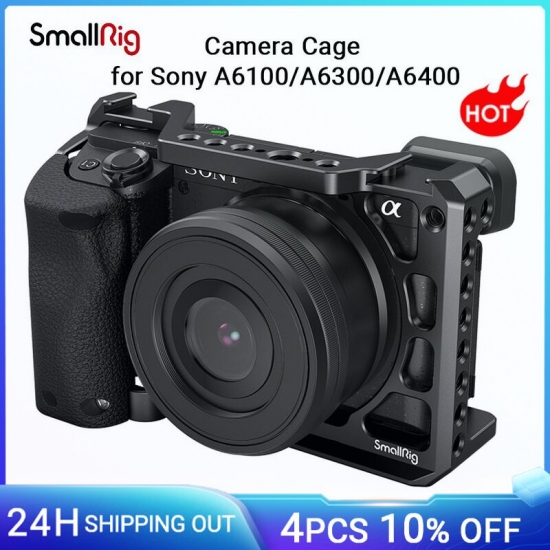 Smallrig Dslr A6400 Camera Cage With Silicone Handle Handgrip -amp;Amp; Cold Shoe ,Case Rig Set For Sony A6100 - A6300- A6400 -3164