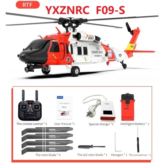 Yxznrc F09-s 6Ch Rc Helicopter Gps Optical Flow Dual Positioning 1:47 Scale With Camera Vr Transmission Auto Return Heilcopter