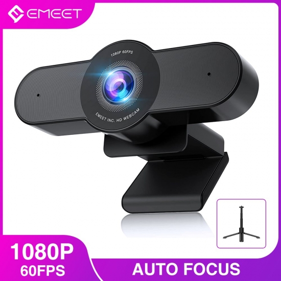 Webcam 1080P 60Fps Autofocus Streaming Hd Web Camera Emeet C970 With Tripod -amp;Amp; Microphone Mini Camera For Laptop Desktop Pc