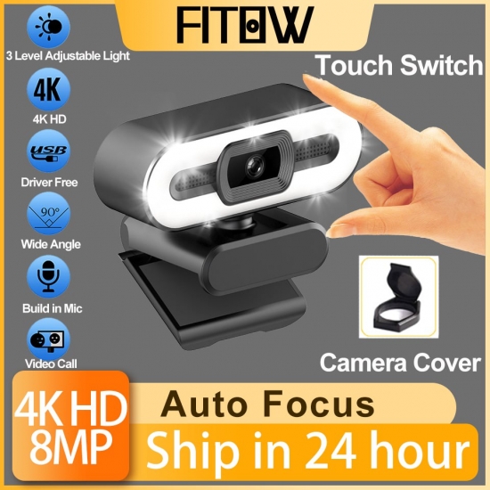 Taida Full Hd 1080P 2K 4K Webcam Auto Focus Fill Light Web Camera With Microphone Live Broadcast Usb Computer Pc Web Cam