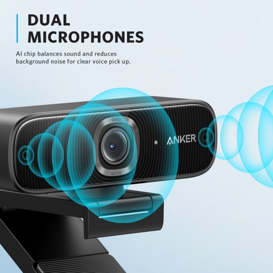 Anker Powerconf C300 Smart Full Hd Webcam, Framing -amp;Amp; Autofocus, Webcam 1080P Mini Camera With Noise-cancelling Microphones