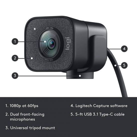 Original Logitech Streamcam Webcam Full Hd 1080P 60Fps Streaming Web Camera Buillt In Microphone Computer Desktop Home