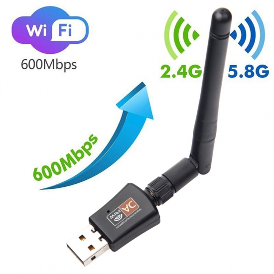 Dual Band Usb Wifi 600Mbps  Adapter Ac600 2-4Ghz 5Ghz Wifi With Antenna Pc Mini Computer Network Card Receiver 802-11B-N-G-Ac