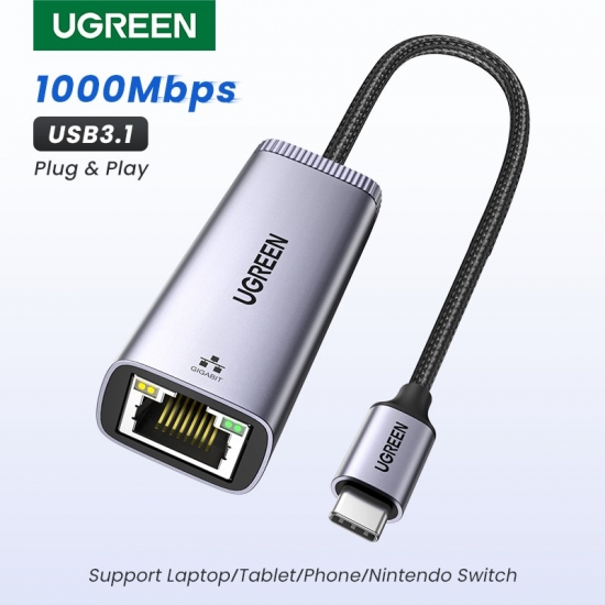 Ugreen Usb C Ethernet Adapter 1000-100Mbps Usb Lan Rj45 Thunderbolt 3 For Laptop Macbook Samsung Ipad Usb Ethernet Network Card