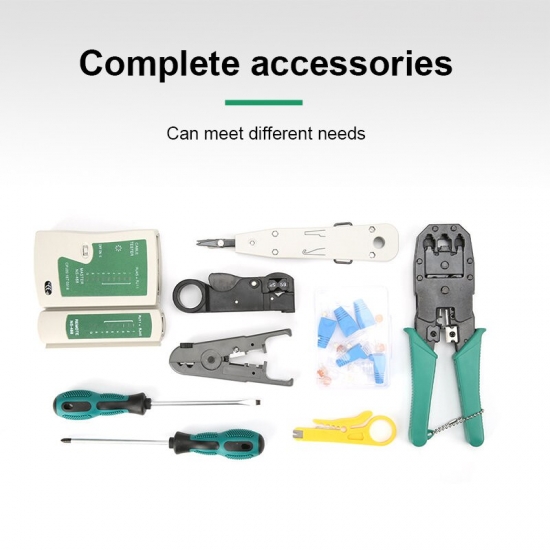 Network Repair Cable Tester Tool Kit 14Pcs-Set Lan Utp Screwdriver Wire Stripper Rj45 Connector Computer Crimper Pliers Omay