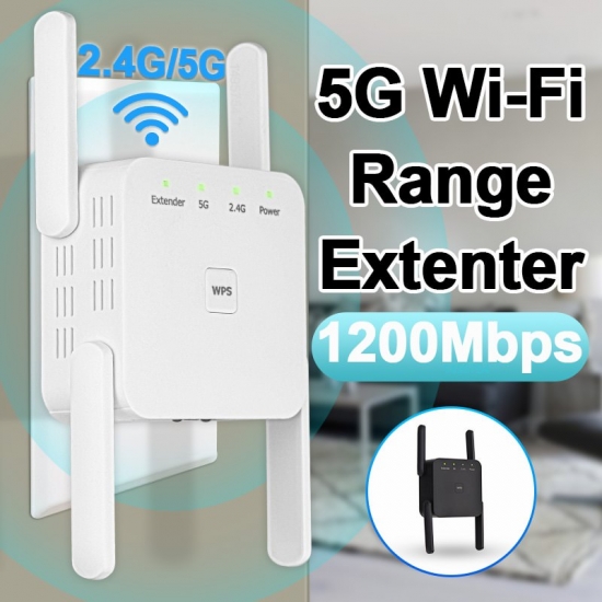 5G 2-4G Wifi Repeater Wifi Amplifier Signal Wifi Extender Network Wifi Booster 1200Mbps 5 Ghz Long Range Wireless Wi-fi Repeater