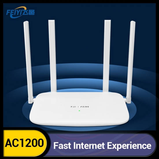 Feiyi R12 Dual-band 2-4G 5-0Ghz 1167Mbps Wireless Wifi Router Ac1200 Home Wireless Repeater With 4 High Gain Antennas Wider
