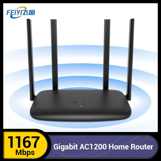 Feiyi R12G Ac1200 Gigabit Wireless Wifi Router 2-4Ghz-5Ghz 4*6Dbi High Gain Antennas Wi-fi Repeater Dual-band App Remote Manage
