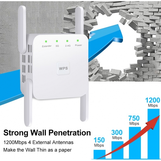 5G Wifi Repeater Wifi Amplifier Signal Wifi Extender Network Wi Fi Booster 1200Mbps 5 Ghz Long Range Wireless Wi-fi Repeater