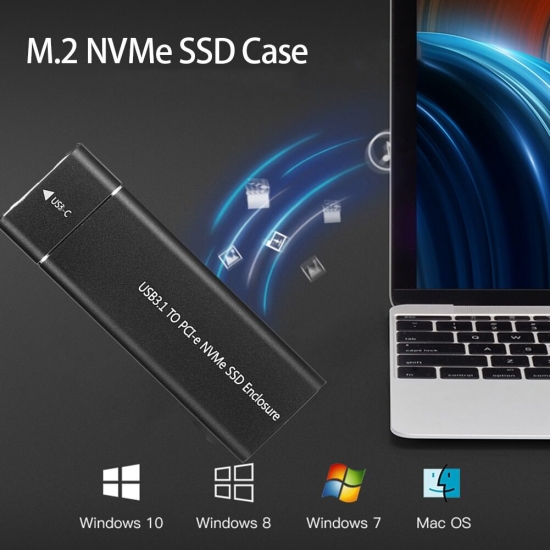 M-2 Nvme Ssd Enclosure Adapter 10Gbps Usb C 3-1 Gen2 Nvme Case External Enclosure Nvme Reader For Samsung 980 970- Intel-Adata