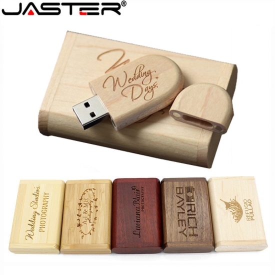 Jaster Usb Flash Drive 128Gb Memory Stick 2-0 Wooden Free Logo Personal Customized Pendrive 4Gb 8Gb 16Gb 32Gb  64Gb Wedding Gift