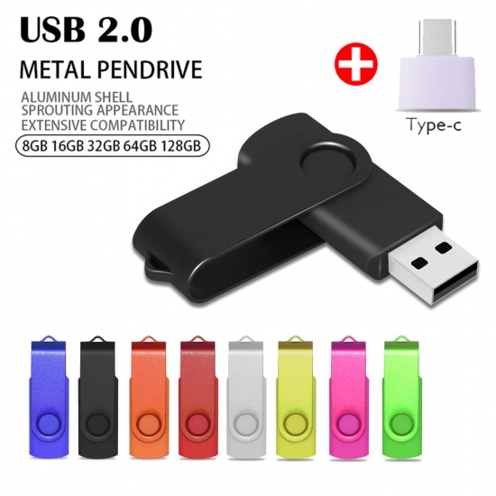 High Speed Usb 2-0 Flash Drive Blue Pen Drive 64Gb U Stick 32Gb 16Gb 8Gb Pendrive Flash Disk For Android Micro-Pc With Adapter