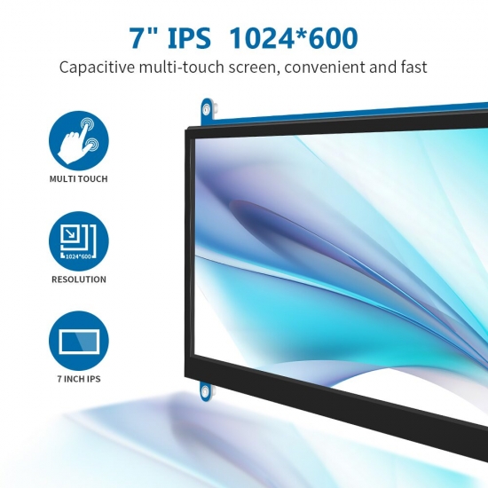 Raspberry Pi Touchscreen Monitor 7 Inch Hdmi Screen Display 1024X600 Compatible With  Aida Ras Pi 4 3B+ 3B 2B Bb Black Banana Pi