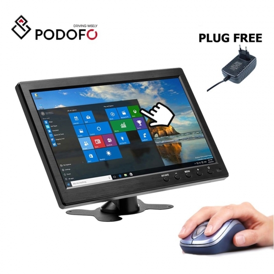 Podofo 10-1-amp;Quot; Lcd Hd Pc Monitor Mini Tv Computer Display 2 Channel Video Input Portable Security Monitor With Speaker Hdmi Vga