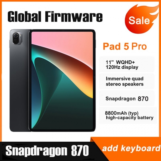 Global Version Pad 5 Pro Android Tablet Snapdragon 870 Tablets 11 Inch 120Hz Display Tablet 12Gb+512Gb Rom 8800Mah 4G-5G Network