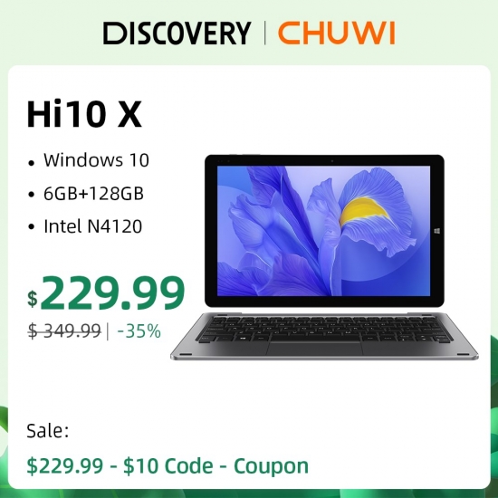 Chuwi Hi10 X 10-1 Inch Fhd Screen Intel Celeron Quad Core 6Gb Ram 128Gb Rom Windows Tablets Dual Band 2-4G-5G Wifi