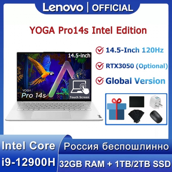 Lenovo Yoga Pro 14S I9-12900H Laptop 32Gb + 1Tb Ssd 14-5-inch 3072X1920 120Hz Touch Screen 12Th Gen Intel Core Notebook Computer