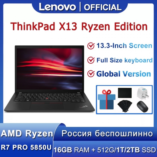 New Lenovo Laptop Thinkpad X13 Amd Ryzen 7 Pro 5850U 16G 512G-1T-2T Ssd Radeon Graphics 13-3-inch Wuxga Led Backlight Screen