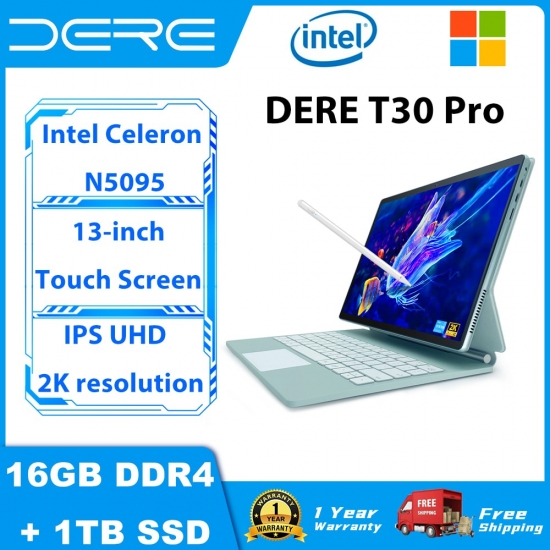 Dere Laptops T30 Pro ,13-inch 2K Ips Touch Screen,16Gb Ram+ 1Tb Ssd,Office Learning Computer,Ultrabook Windows 11 Notebook