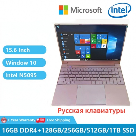 Woman Laptop Windows 10 Office Education Gaming Notebook Pink 15-6“11Th Gen Intel Celeron N5095 16G Ram 1T Dual Wifi Narrow Side