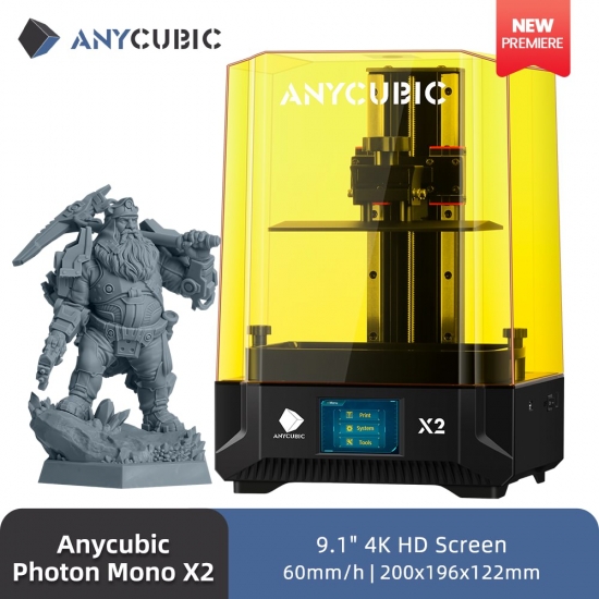 Anycubic Photon Mono X2 3D Printer 9-1 Inch 4K Monochrome Lcd Uv Resin Printers 3D Printing 60Mm-H High Speed Sla 3D Printer