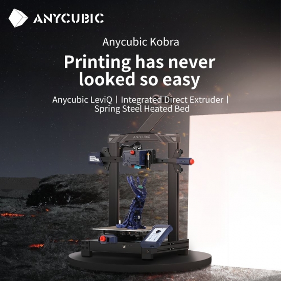 Anycubic Kobra 3D Printer Fdm 3D Printers 25 Point Auto-leveling Large Build Size With 220*220*250Mm Direct Extruder 3D Printing