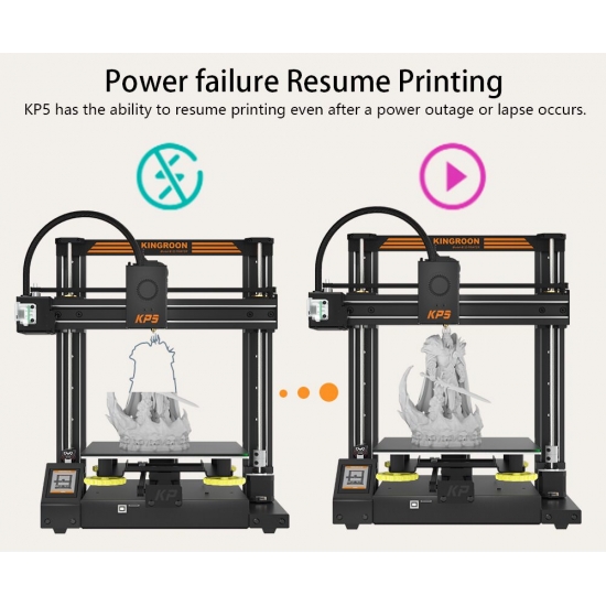 Kingroon Kp5L 3D Printer Dual Z-axis High Precision 3D Printing Machine 300X300X330Mm Large Build Plate Kp5 Upgrade Professional