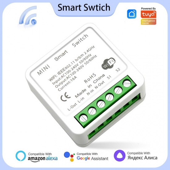Tuya Mini Wifi Smart Switch Module Support 2 Way Control Smart Home Diy Switches Smart Life App Alexa Google Home Voice Control