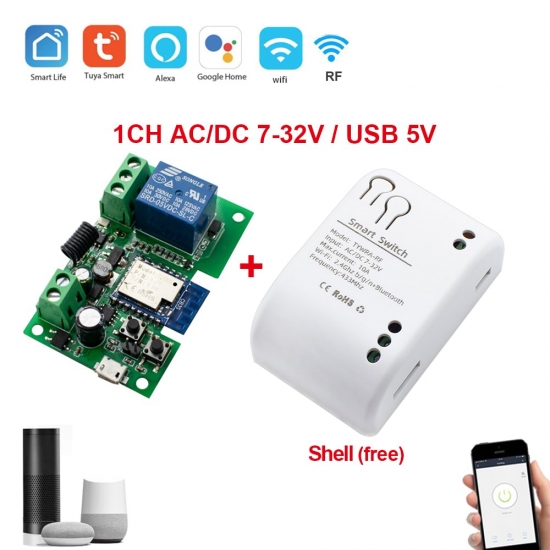 Tuya Smart Wifi Motor Switch Module 5V 12V 32V 220V Rf 433 Radio Remote Control 4 Channels Inching Relay For Alexa Google Home